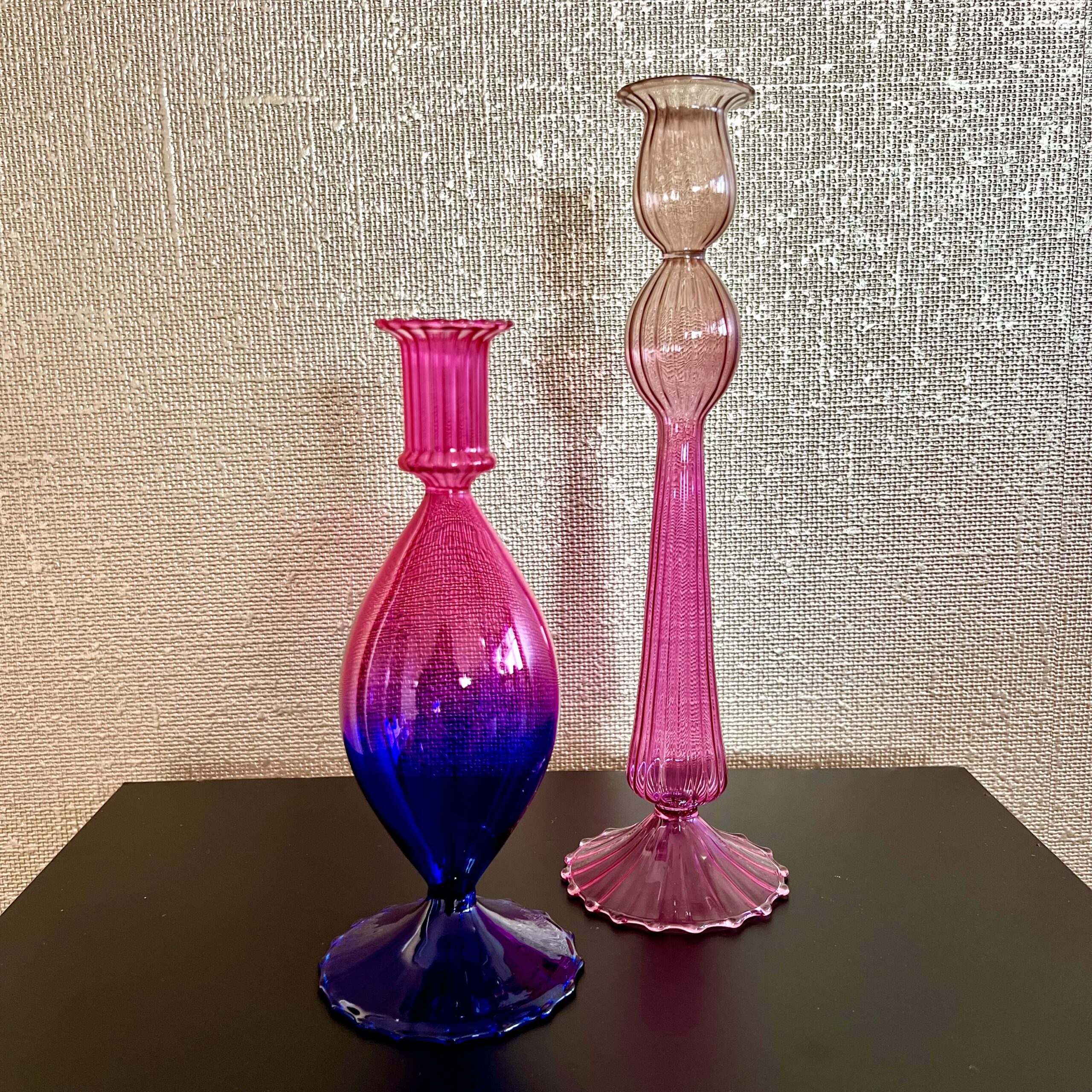 Kaarsenkandelaar set combi roze, bruin en blauw - Afbeelding 2